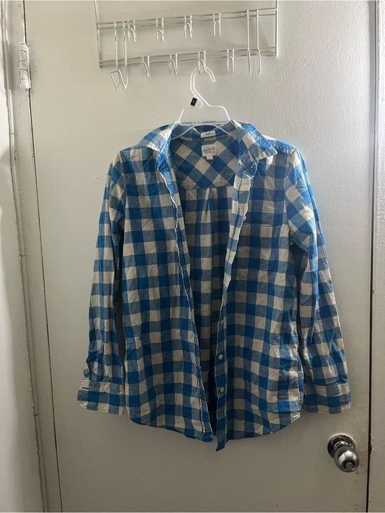 J. Crew Tops - J. Crew boy fit Blue and White Gingham Cotton Button-Up Shirt